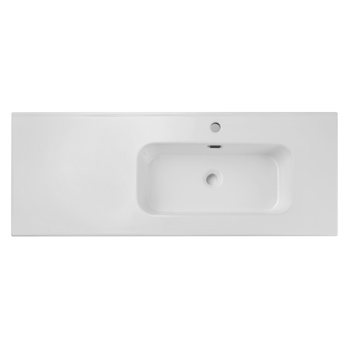 Lavabo da incasso ESSEN 120 cm in ceramica bianca lucida spostato a destra
