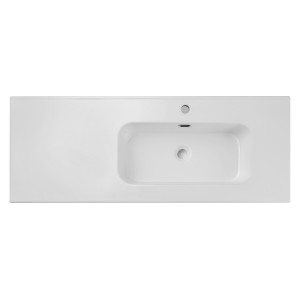 Vasque à encastrer ESSEN 120 cm en céramique blanche brillante décalée droite