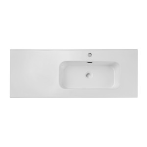 Vasque à encastrer ESSEN 120 cm en céramique blanche brillante décalée droite