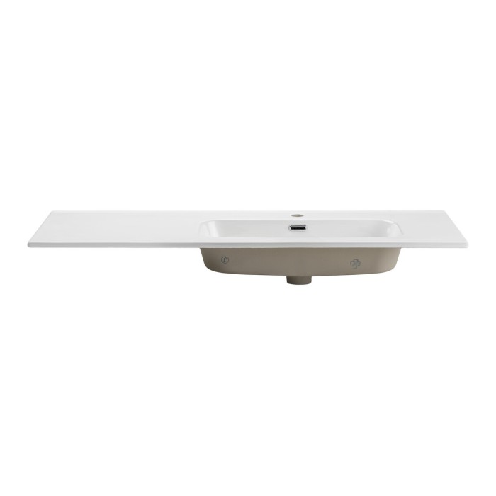 Lavabo da incasso ESSEN 120 cm in ceramica bianca lucida spostato a destra