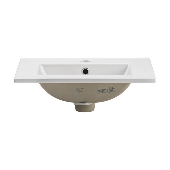 Wastafel FLOW 50 cm in glanzend wit keramiek