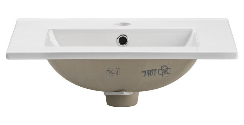 Vasque à encastrer FLOW 50 cm en céramique blanche brillante