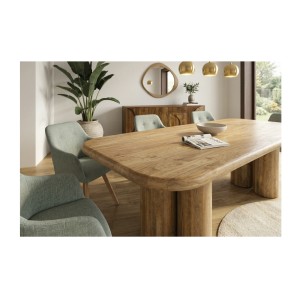 Table de salle à manger ORINO 240 cm en bois massif de manguier – Table rectangulaire design avec pieds cylindriques