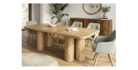 Table de salle à manger ORINO 240 cm en bois massif de manguier – Table rectangulaire design avec pieds cylindriques