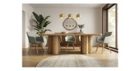 Table de salle à manger ORINO 240 cm en bois massif de manguier – Table rectangulaire design avec pieds cylindriques