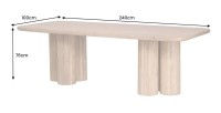 Table de salle à manger ORINO 240 cm en bois massif de manguier – Table rectangulaire design avec pieds cylindriques