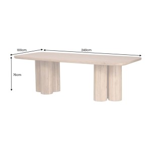 Table de salle à manger ORINO 240 cm en bois massif de manguier – Table rectangulaire design avec pieds cylindriques