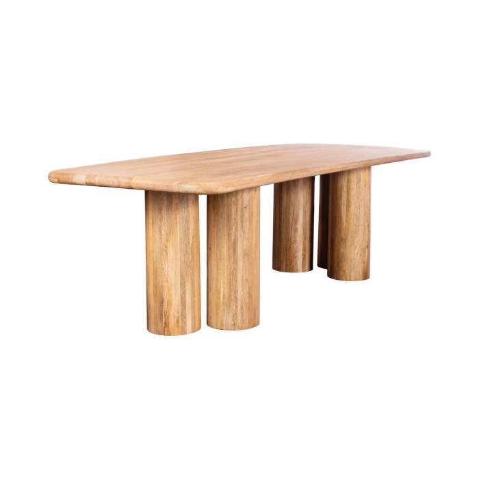 Eettafel ORINO 240 cm van massief mangohout – Rechthoekige design tafel met cilindrische poten