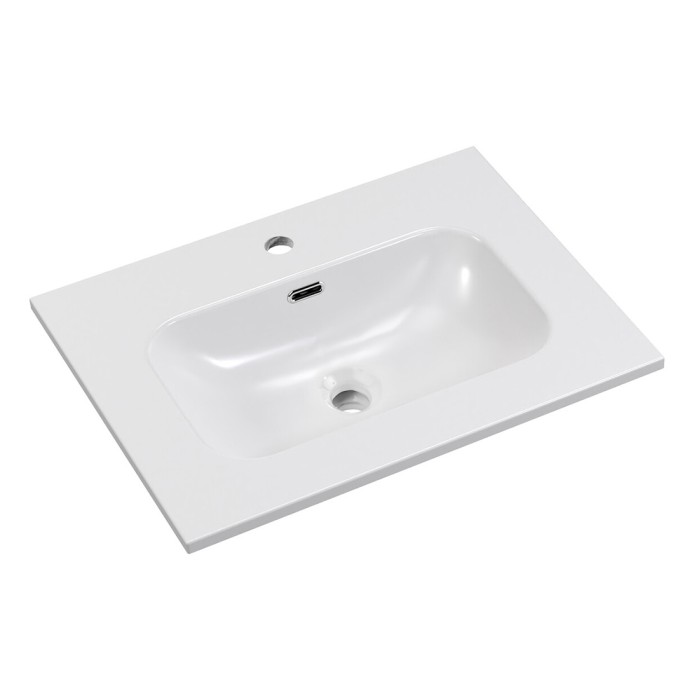Wastafel LARGO 60 cm in glanzend wit keramiek