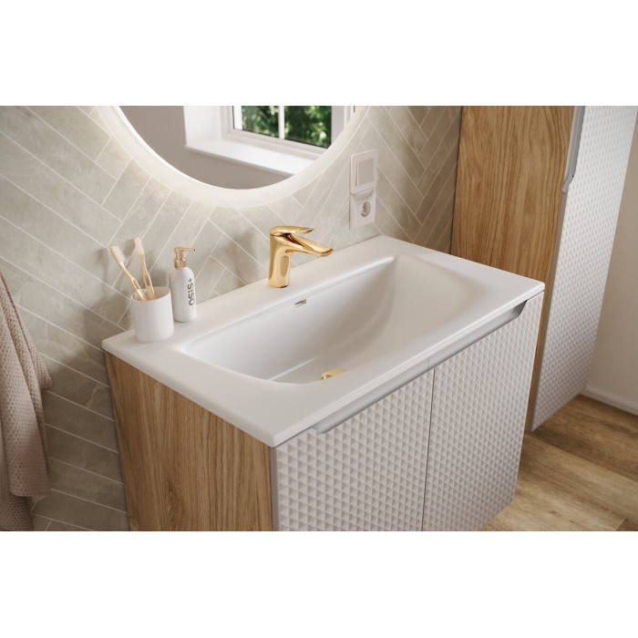 Lavabo da incasso VELOA 60 cm in ceramica bianca opaca