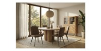 Table de salle à manger ORINO ronde 140 cm en bois massif de manguier – Table design avec pieds cylindriques