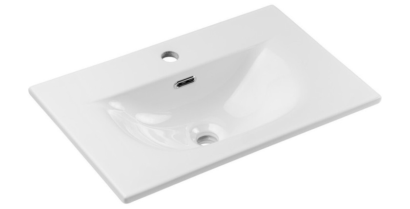 Vasque à encastrer VELOA 60 cm en céramique blanche brillante compacte