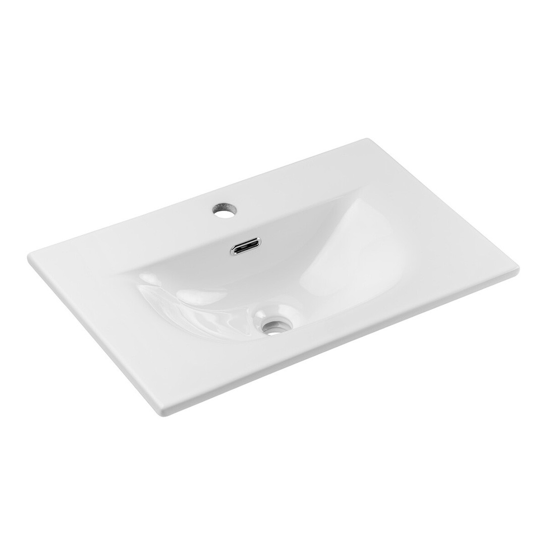 Vasque à encastrer VELOA 60 cm en céramique blanche brillante compacte