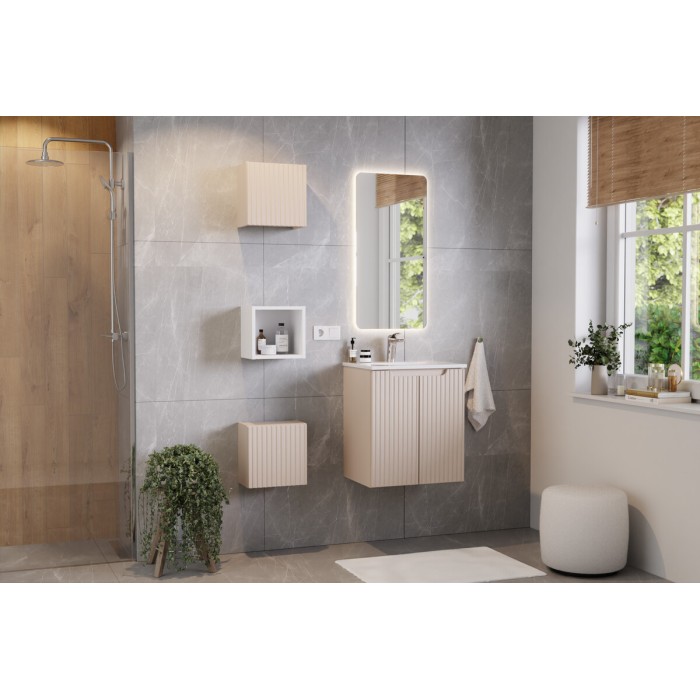 Vasque à encastrer VELOA 60 cm en céramique blanche brillante compacte