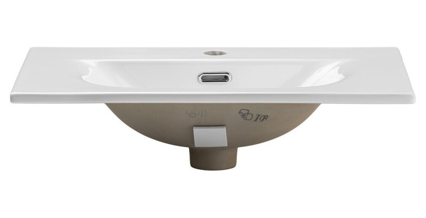 Vasque à encastrer VELOA 60 cm en céramique blanche brillante compacte