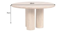 Table de salle à manger ORINO ronde 140 cm en bois massif de manguier – Table design avec pieds cylindriques