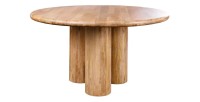 Table de salle à manger ORINO ronde 140 cm en bois massif de manguier – Table design avec pieds cylindriques