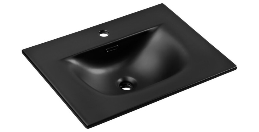 Waschtisch zum Einbau VELOA 60 cm in mattschwarzer Keramik