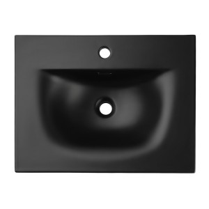 Waschtisch zum Einbau VELOA 60 cm in mattschwarzer Keramik