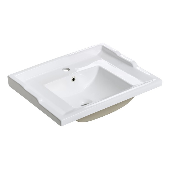 Lavabo da incasso VICTORIA 60 cm in ceramica bianca lucida