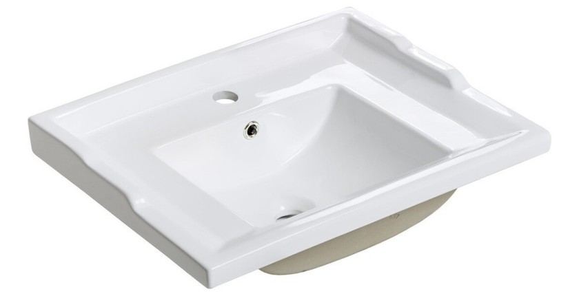 Vasque à encastrer VICTORIA 60 cm en céramique blanche brillante