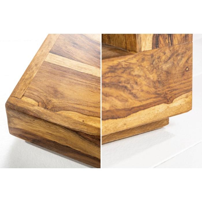 Couchtisch GRADI 60 cm aus massivem Sheeshamholz – Quadratischer Couchtisch mit Stauraum