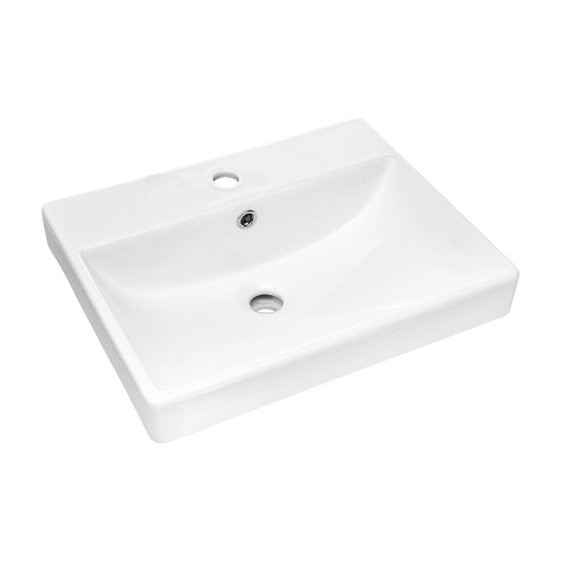 Vasque à encastrer NOVA 60x40 cm en céramique blanche brillante compacte