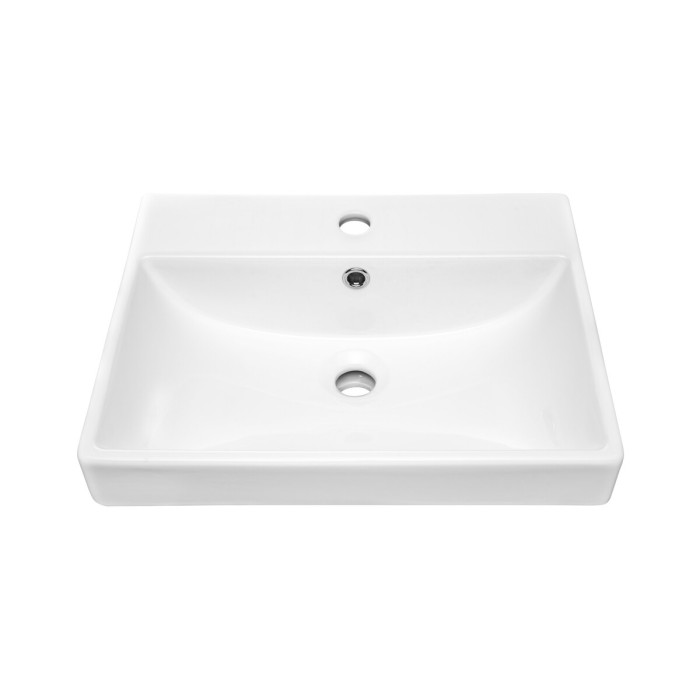 Lavabo da incasso NOVA 60x40 cm in ceramica bianca lucida compatta
