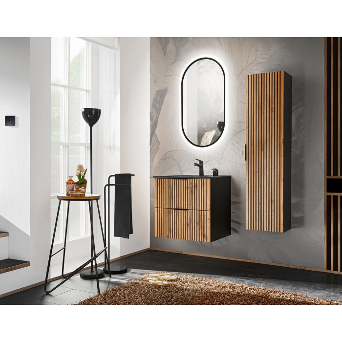 Lavabo da incasso AXIS 60 cm in ceramica nero opaco