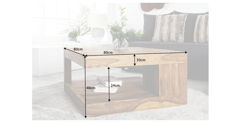 Table basse GRADI carré 80cm dimensions