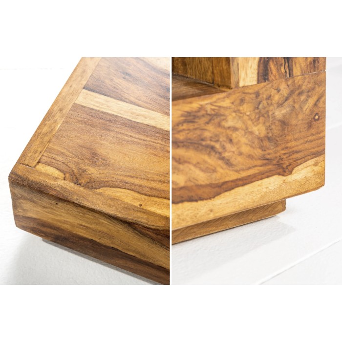 Lage tafel GRADI 45 cm in massief Sheesham hout - Compacte vierkante salontafel met opbergruimte