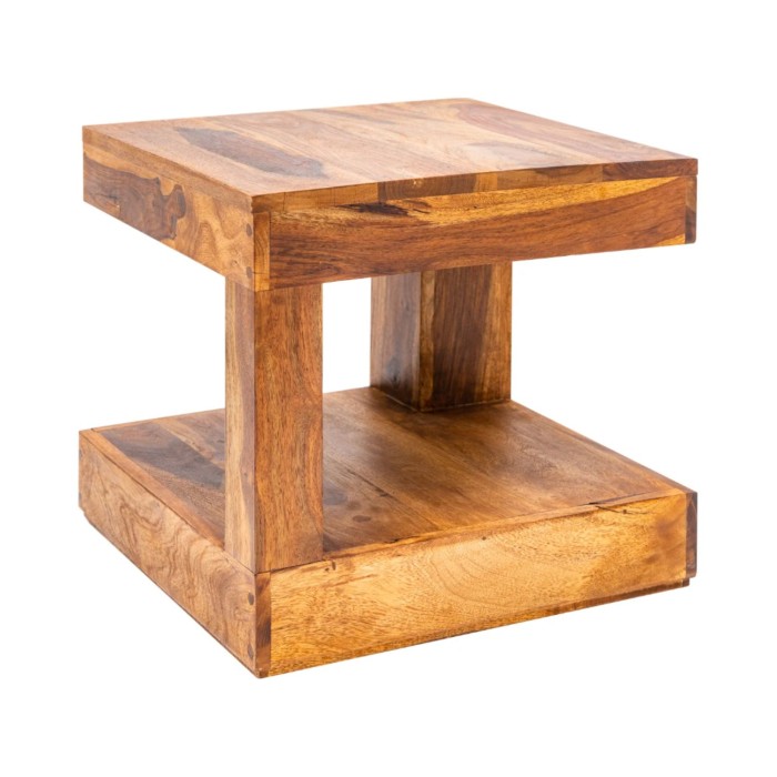 Lage tafel GRADI 45 cm in massief Sheesham hout - Compacte vierkante salontafel met opbergruimte
