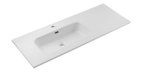 Wastafel ESSEN 120 cm in glanzend wit keramiek met links offset