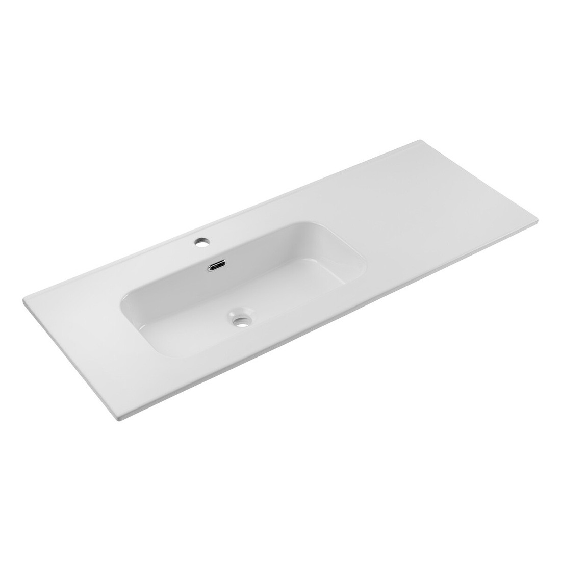 Wastafel ESSEN 120 cm in glanzend wit keramiek met links offset