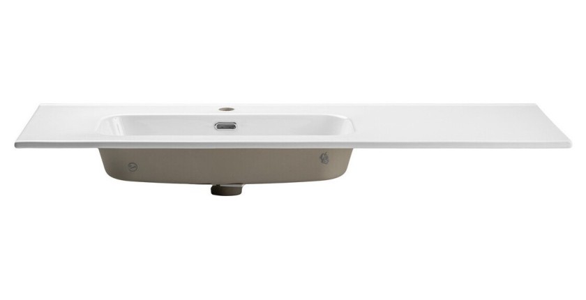 Wastafel ESSEN 120 cm in glanzend wit keramiek met links offset