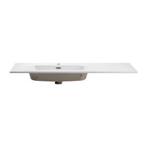 Wastafel ESSEN 120 cm in glanzend wit keramiek met links offset