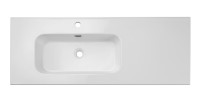 Wastafel ESSEN 120 cm in glanzend wit keramiek met links offset