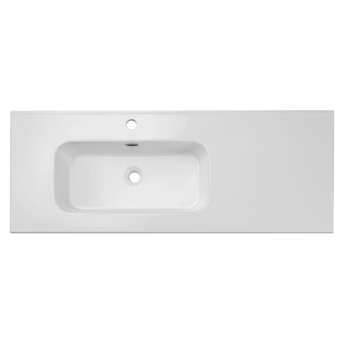 Inbouwwastafel ESSEN 120 cm in glanzend wit keramiek links verschoven