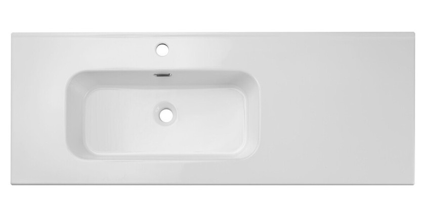Wastafel ESSEN 120 cm in glanzend wit keramiek met links offset