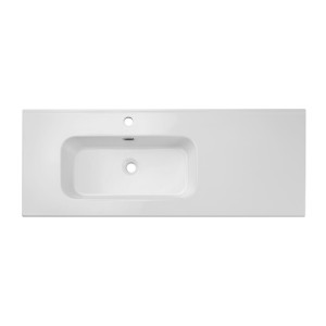 Wastafel ESSEN 120 cm in glanzend wit keramiek met links offset