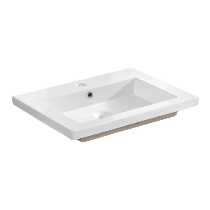 Lavabo da incasso ELIO 60 cm ceramica bianco lucido design rettangolare