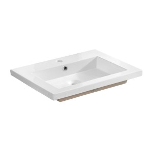 Vasque à encastrer ELIO 60 cm céramique blanc brillant design rectangulaire
