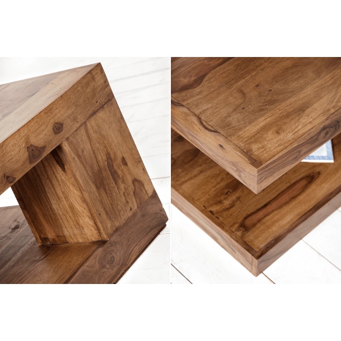 Couchtisch GRADI 90 cm aus massivem Sheeshamholz – Rechteckiger Couchtisch mit Stauraum