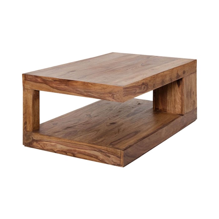 Couchtisch GRADI 90 cm aus massivem Sheeshamholz – Rechteckiger Couchtisch mit Stauraum