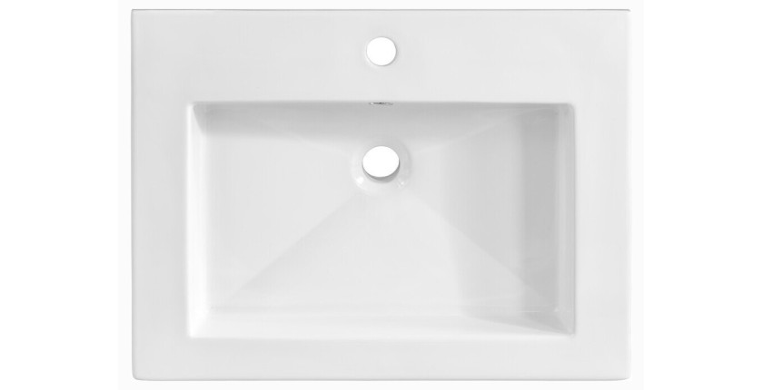 Vasque à encastrer ELIO 60 cm céramique blanc brillant design rectangulaire