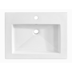 Vasque à encastrer ELIO 60 cm céramique blanc brillant design rectangulaire