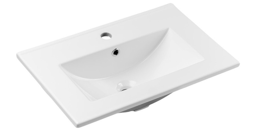 Vasque à encastrer FLOW 60 cm céramique blanc brillant design rectangulaire