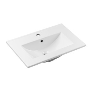 Vasque à encastrer FLOW 60 cm céramique blanc brillant design rectangulaire