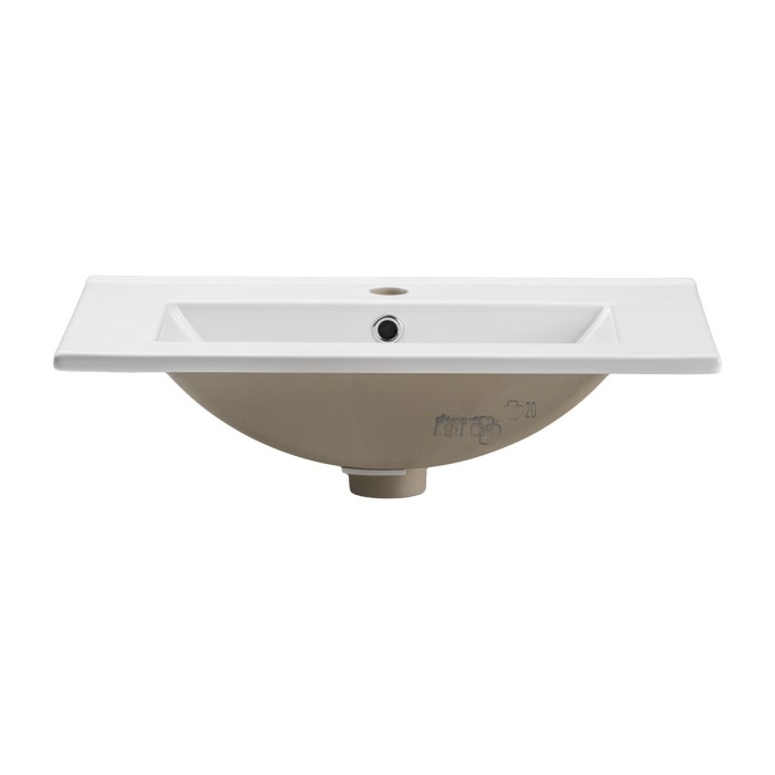 Lavabo da incasso FLOW 60 cm ceramica bianco lucido design rettangolare