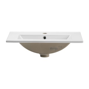 Vasque à encastrer FLOW 60 cm céramique blanc brillant design rectangulaire